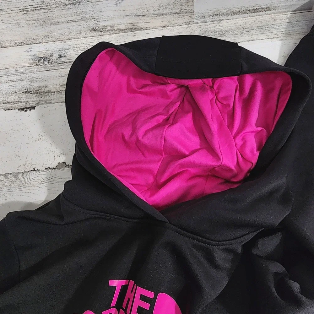 The North Face Hoodie Women Medium Black Pink Logo Pullover Active Outdoors - Picture 6 of 10